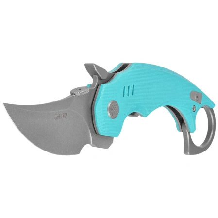 Kubey Jaw Knife Light Blue G10, Beadblasted 14C28N by MUZI Design (KU440B)