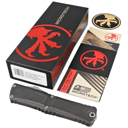Nóż automatyczny OTF Microtech Combat Troodon Gen III D/E Apocalyptic Black Aluminium, Apocalyptic M390MK by Tony Marfione (1142-10APBKAP)