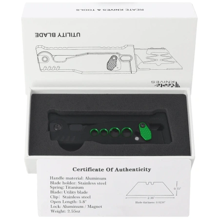 Nóż grawitacyjny Reate EXO-U Black-Green Speedhole Aluminium, Stainless Steel (EXO-U SBK.GR)