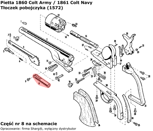 Tłoczek pobojczyka rewolwer Pietta 1861 Colt Navy .36 (1572)