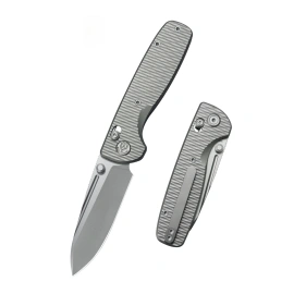Kubey KB Knives Bluff Gray Ripple Titanium, Beadblasted M390 by Garet Caronna (KB383F)