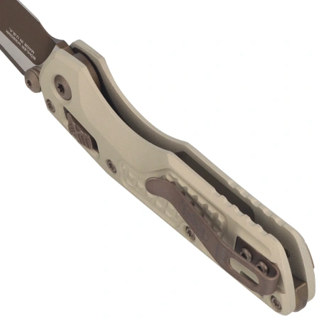 Microtech MSI Mini Ram-Lok S/E Knife Champagne Gold Frag Aluminium, Cerakote RAL-8000 M390MK by Tony Marfione (210M-1FRCG-C19Z23)