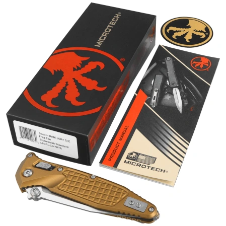 Nóż składany Microtech Socom Ram-Lok S/P-M Tan Frag Aluminum, Stonewshed M390MK by Tony Marfione (160RL-10FRTA)
