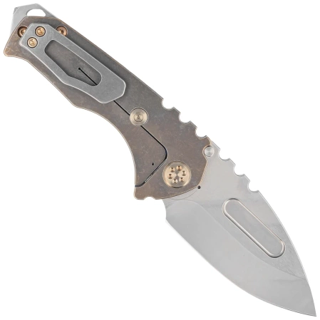 Medford Praetorian Genesis T Drop Point, Blue Titanium, Bronze HW, Std Clip, NP3 Breaker, Tumbled S45VN (MK029STD-37A1-T1CS-BN)