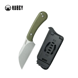 Kubey Knife Rock Hopper Green Micarta, Beadblasted 14C28N by Scott Halpern (KU412E)