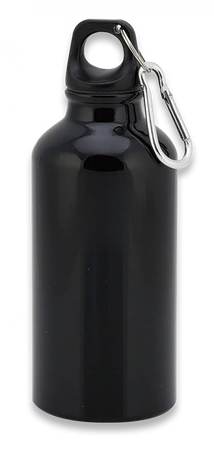 Barbaric Sports Bottle with Snap Hook, Aluminum 400 ml Black Glossy (40069)