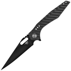 Bestech Malware Black Titanium/Carbon Fiber, Black Stonewashed CPM S35VN by Todd Knife and Tool (BT1902D)