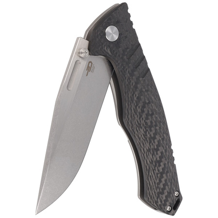 Bestech Keen II Black Titanium/Carbon Fiber, Stonewashed/Satin CPM S35VN by Koens Craft Knife (BT2301A)