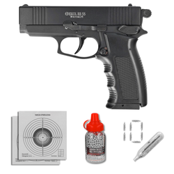 Zestaw pistolet wiatrówka Voltran Ekol ES 55 Matte Black 4.5 mm, 1500 BBs, 10 kapsuł, tarcze