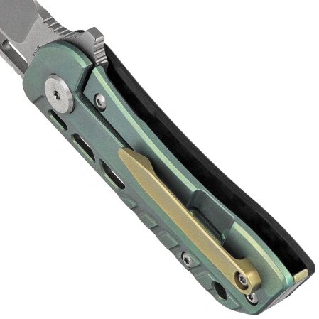Bestech Engine Bowie Carbon Fiber/Green Titanium, Bead Blasted/Satin CPM S35VN (BT1806C)