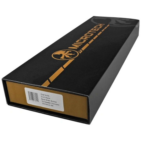 Microtech Chef 8'' Kitchen Knife Black G10/ Titanium Bolster, Stonewashed M390MK (3000B-10BK)