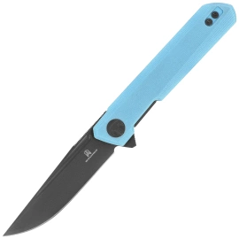Bestechman Mini Knife Light Blue G10, Grey PVD D2 by Ostap Hel (BMK03L)