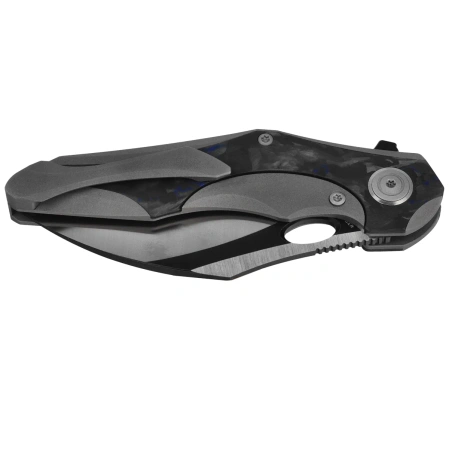 Bestech Nogard Grey Titanium/Black Blue Marbled Carbon Fiber, Satin/Black Stonewashed M390 by Kombou Knife (BT2105A)