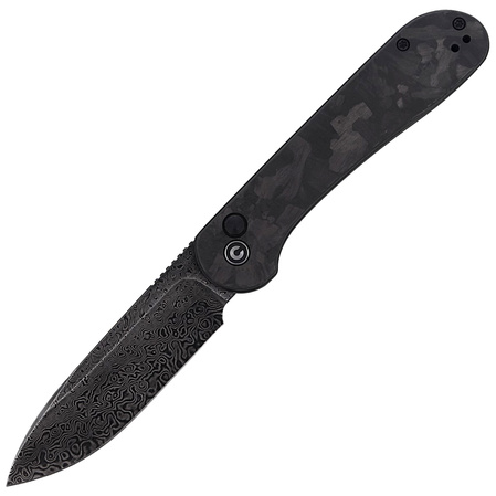 CIVIVI Knife Elementum Button Lock Marble Carbon Fiber Black, Black Damascus (C2103DS-3)