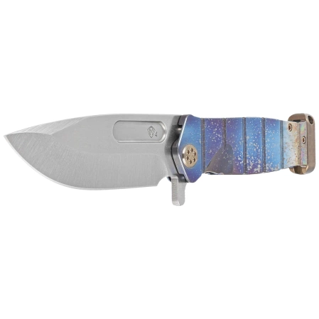Nóż składany Medford USMC FF "Solar Flare"/Blue Titanium, Bronze HW/Clip, Tumbled S45VN by Grreg Medford (MK204STQ-03A2-T1C1-P1)