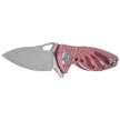 Rike Knife Mini Hummingbird Pink Titanium, Rose Damascus by Richard Wu (RK-MINI-PI)