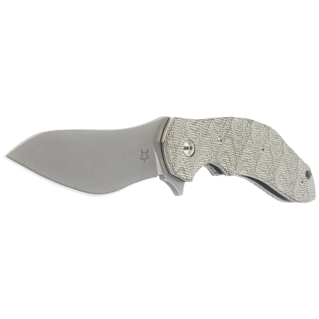 Fox Flipper Knife OD Green Canvas Micarta, Acid Stonewashed N690Co by Jens Ansø (FX-302 MOD)