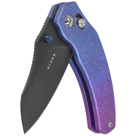 Nóż składany Kizer Mini Bulldog Purple-Blue Crystallized Titanium, Matte DLC Ultra S45VN by O.SHO (Ki3672SA1)