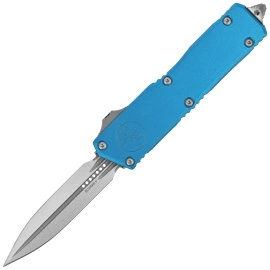 Microtech Scarab II Gen III Executive D/E OTF Knife Blue Aluminum, Stonewashed M390MK by Tony Marfione (1175-10BL)