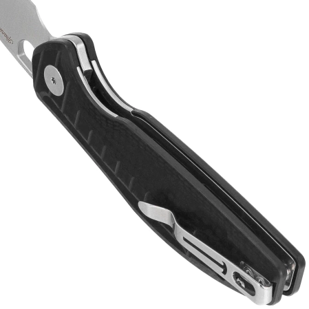 Bestechman Angry Owl Knife Black G10 w/ Carbon Fiber Pattern, Satin/Stonewashed D2 by Keanu Alfaro (BMK12F-1)