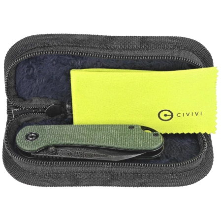 Civivi Knife Elementum Wharncliffe Green Canvas Micarta, Black Hand Rubbed Damascus (C18062AF-DS1)