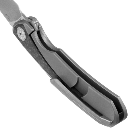 Nóż składany Bestech Sambac Grey Titanium / Marbled Carbon Fiber, Stonewashed / Satin MagnaCut by Ostap Hel (BT2402C)