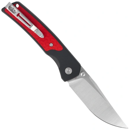 Nóż składany Bestechman Icebreaker Black Aluminum / Red G10, Satin D2 (BMK16A)