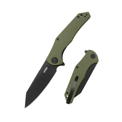 Kubey Flash Knife Green G10, Blackwashed San Mai M2 (KU158L)
