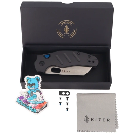 Kizer C01C 2.9 BS Knife Black Aluminum, Satin Elmax by Sheepdog Knives (Ki3488.29BSA1)