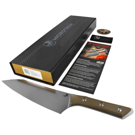 Microtech 8'' Chef's Knife OD Green G10, Stonewashed M390MK (3000-10OD)