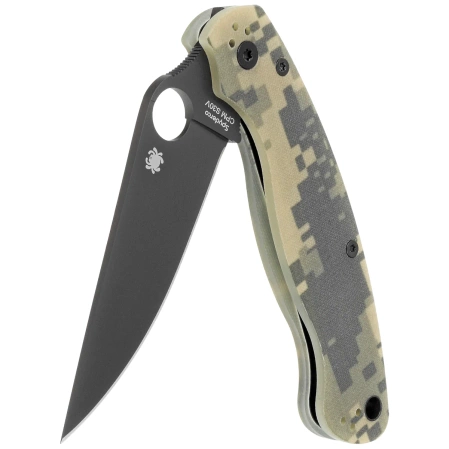 Nóż składany Spyderco Military 2 Camo G10, Black DLC CPM S30V Plain by Sal, Eric Glesser (C36GPCMOBK2)