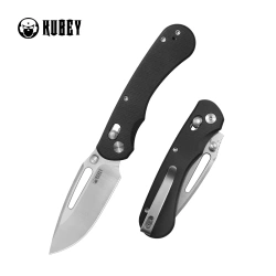 Kubey Stalker Knife Black G10, Satin D2 by Johan Jordaan (KU504A)