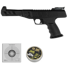 Airgun Set 31: Voltran Ekol Fowler Black 4.5 mm Air Pistol, 500 Pellets, 50 Targets