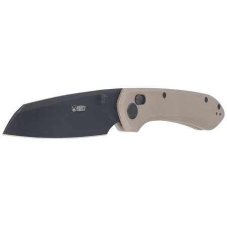 Kubey Bonza Knife Tan G10, Blackwashed 14C28N by Happy As Larry (KU446F)