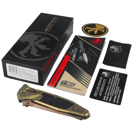 Nóż składany Microtech Socom Ram-Lok T/E Marfione Select Antique Gold Titanium, Bronze Bksp, Bronze Stonewashed M390MK by Tony Marfione (161RL-13MS2)