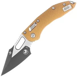 Microtech Stitch Ram-Lok S/E Fluted Tan Aluminum, Black M390MK by Borka Blades and Tony Marfione (169RL-1FLTA)