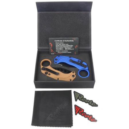 Reate EXO-K Gravity Karambit Knife Blue Aluminium, Black PVD N690 (EXO-K BLU.PVD)