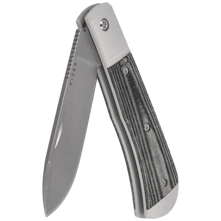 Nóż składany Kizer Trestle D Silver Aluminium / Black Norplex UltreX Micarta, Stonewashed Nitro-V by Azo (V3760A1)