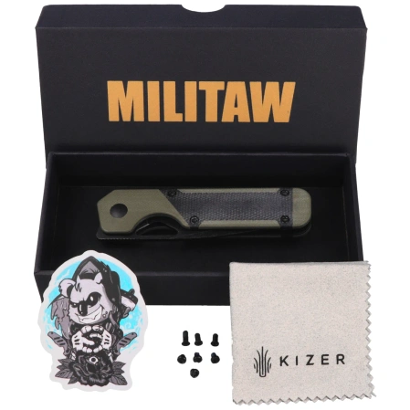 Nóż składany Kizer Mini Militaw Green G10 / Black Micarta, Black Stonewashed Nitro-V by Jonathan Styles (V3634SA5)