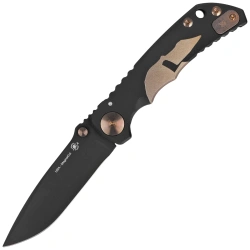Spartan Blades Harsey Folder ''Gold Helmet'' Titanium, Black PVD MagnaCut