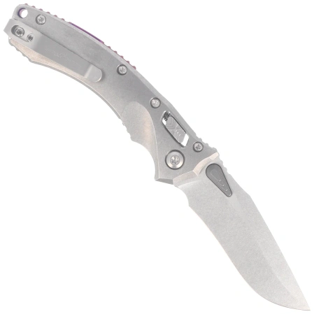 Microtech Amphibian Mini Ram-Lok S/E Knife Gray Slab Side Titanium, Purple Bksp, Stonewashed M390MK by Tony Marfione (137MRL-10MS3)