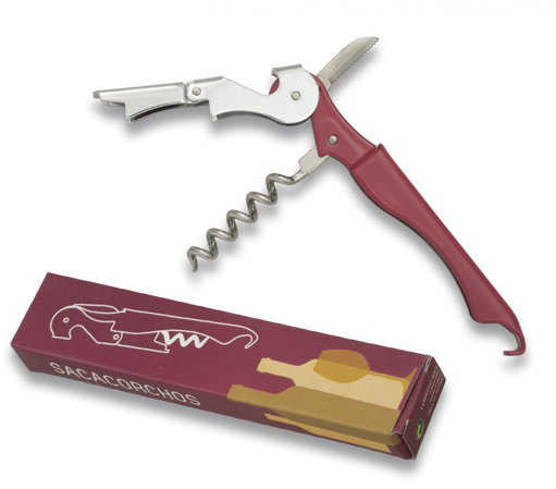 Corkscrew Top Cutlery Maroon Metal, Inox (21128)