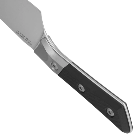 Microtech Santoku 6'' Knife Titanium Bolster/Black G10, Stonewashed M390MK (3200B-10BK)