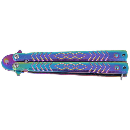 Nóż składany motylek Martinez Albainox Balisong Steel, Rainbow Finish (02193)
