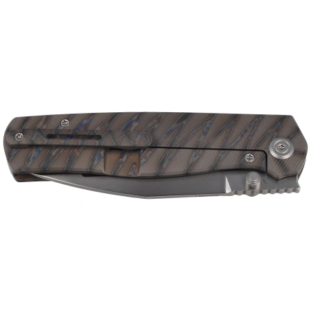 Kubey KB Knives Albatross Flamed Titanium, Silver Beadblasted M390 by Ray Laconico (KB471B)