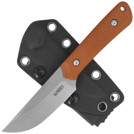Kubey Knife Thorn Brown Micarta, Beadblasted 14C28N by Scott Halpern (KU413E)