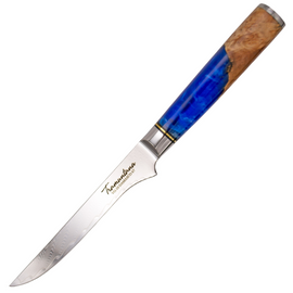 Tramuntana Decor Habitat Boning Kitchen Knife Stabilized Wood/Epoxy, VG10 Damascus (TK-CD04)