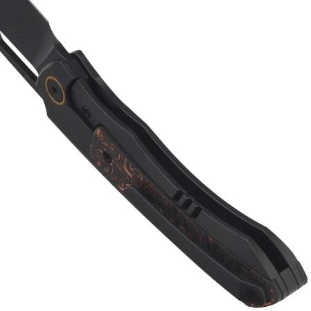 Remette Orca Knife Black Titanium/Copper Foil Carbon Fiber, Black DLC Pearlescent M390 (ORCATB)