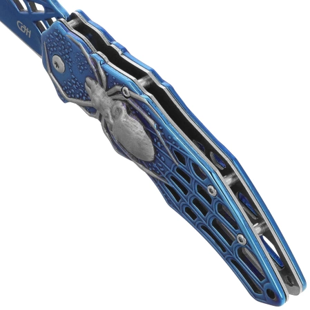 Herbertz CJH Knife 3D Spider Blue Titanium Steel, Blue Titanium 420 (44097)