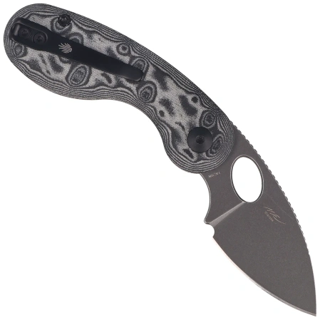 Kizer Microbe Knife Black-Grey Micarta w/ Vortex, Gray Stonewashed 14C28N by Maksim Epifantsev (V2742A5)